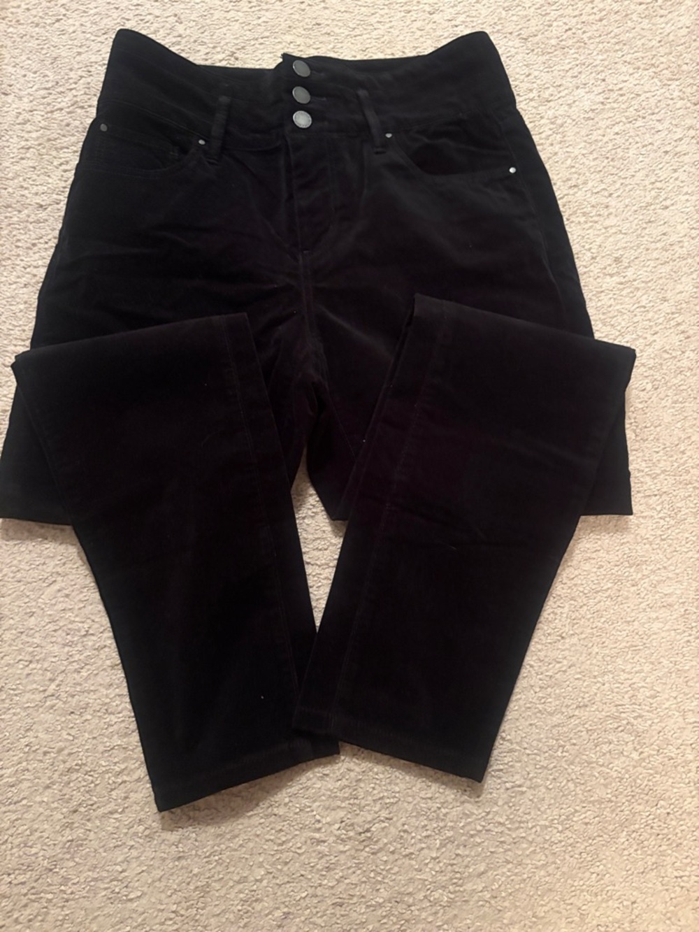 Ann Taylor Curvy Fit Faux Velvet High Rise Skinny Jeans Black Size 8
